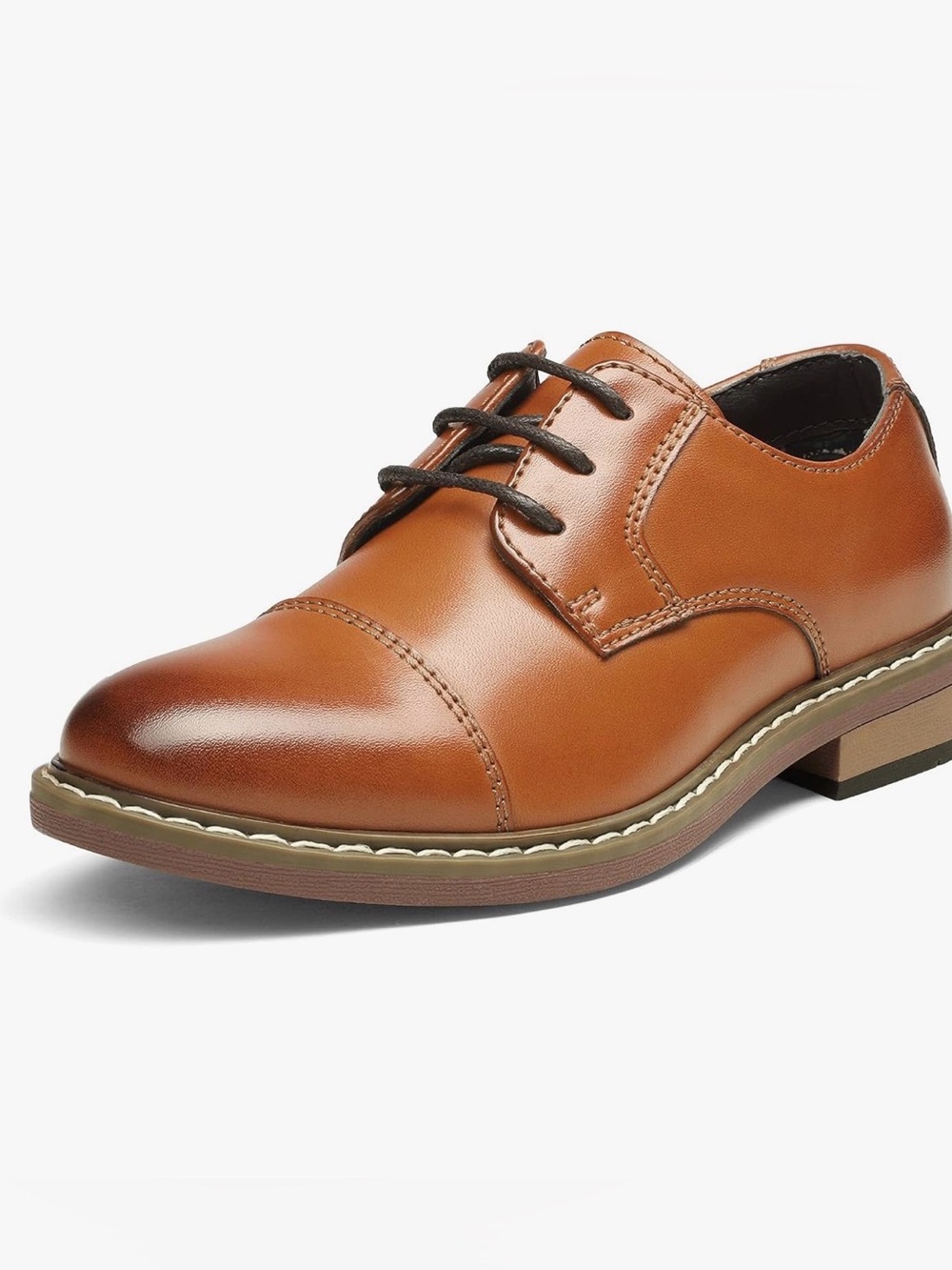 Faux Leather Lace Up Derby in Cognac Brown
